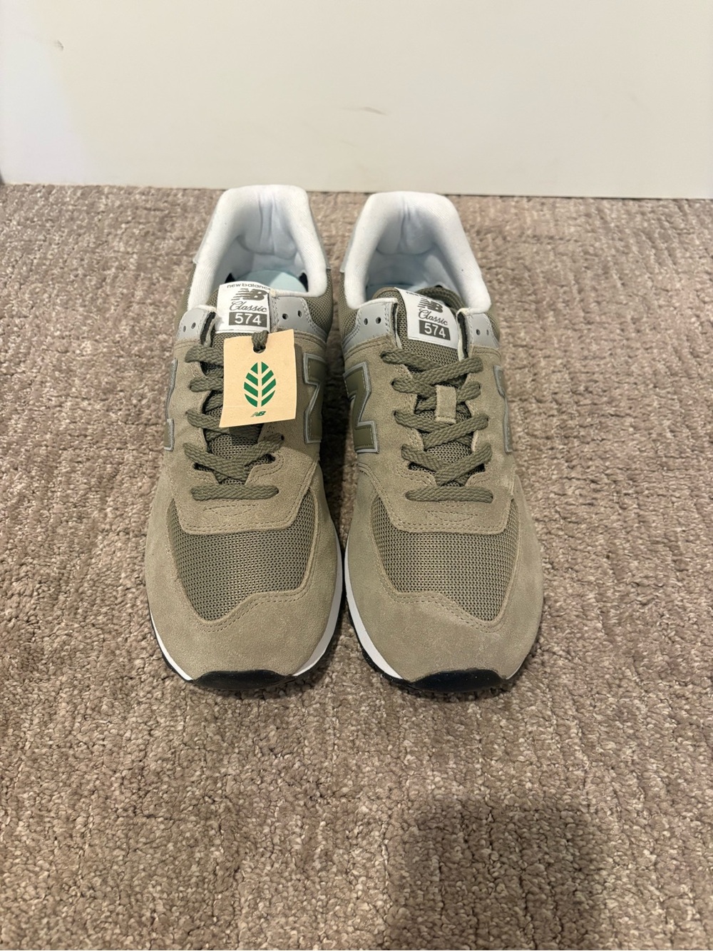 New Balance 574 Men's Olive Suede & Mesh Sneakers